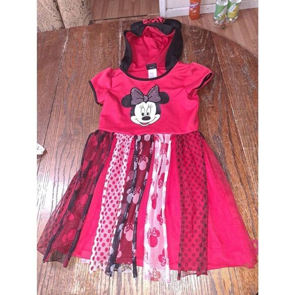 10/12 Disney Minnie Mouse Jerry Leigh Short Sleeve Embellished Tulle Skirt Dress - Picture 1 of 7